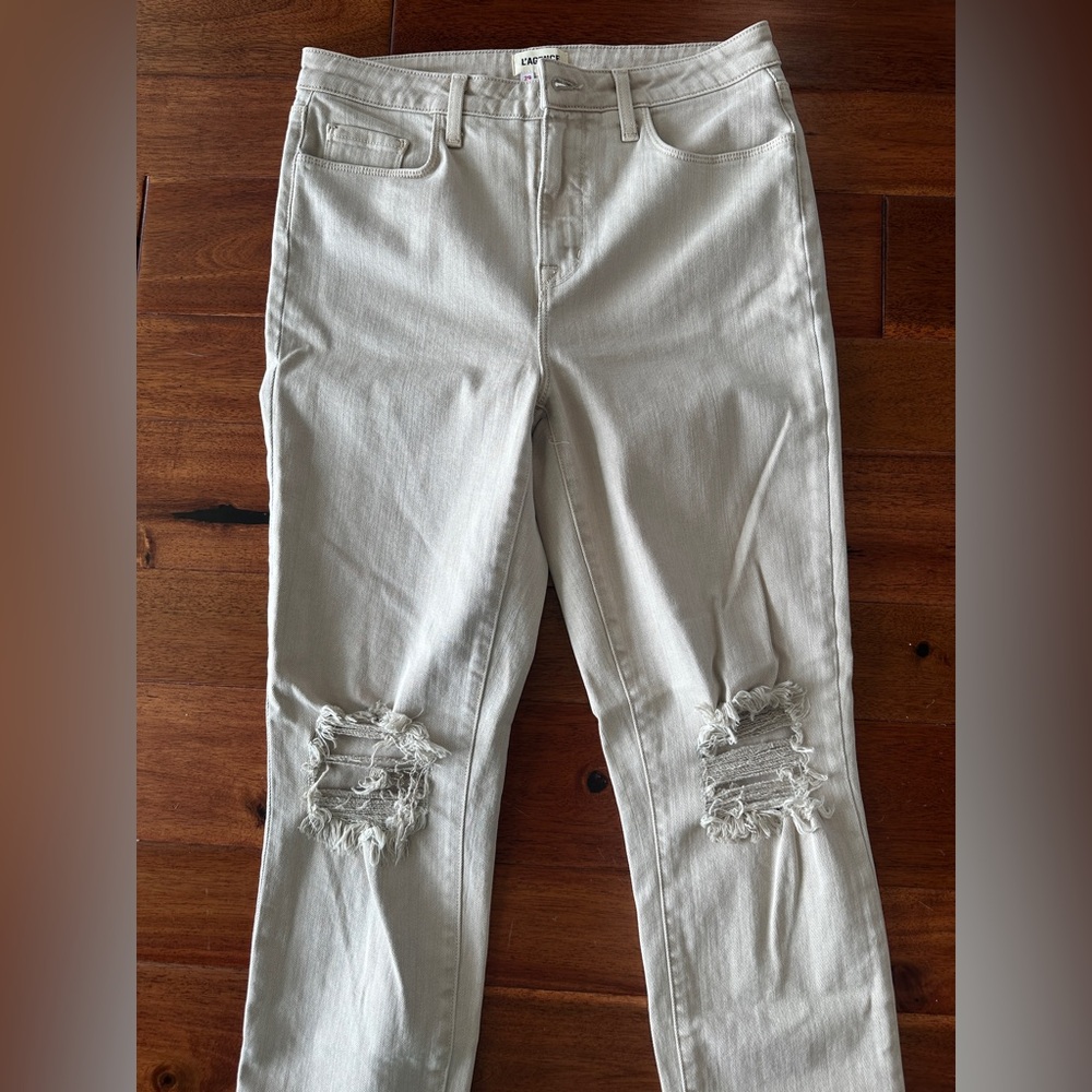 L’AGENCE Distressed Denim in Tan - Picture 3 of 9